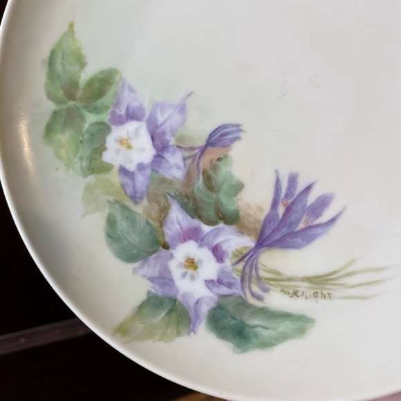 Set of 4 MZ Austria Hand Painted Salad Dessert Plates Daisy Columbine Wild Rose - Picture 4 of 12